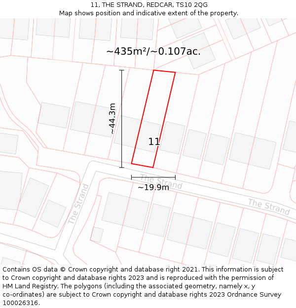 11, THE STRAND, REDCAR, TS10 2QG: Plot and title map