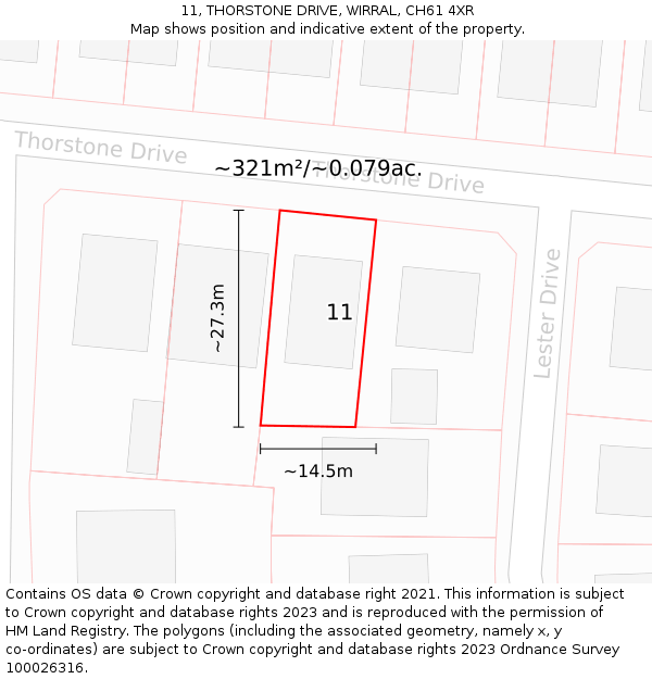 11, THORSTONE DRIVE, WIRRAL, CH61 4XR: Plot and title map