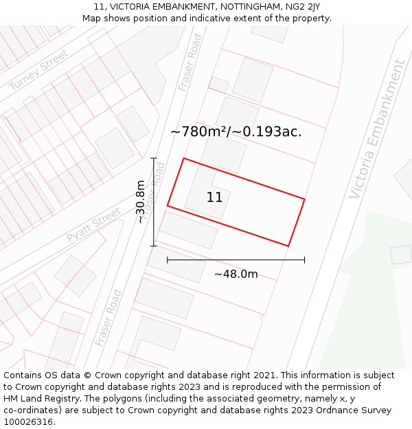 11, VICTORIA EMBANKMENT, NOTTINGHAM, NG2 2JY: Plot and title map