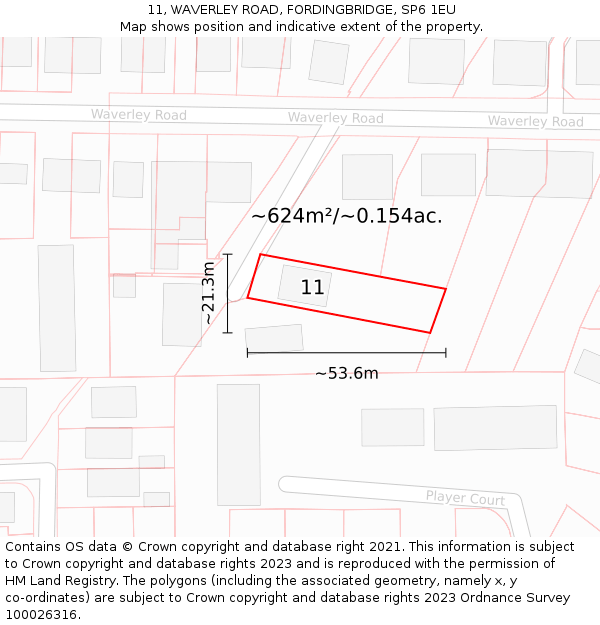 11, WAVERLEY ROAD, FORDINGBRIDGE, SP6 1EU: Plot and title map