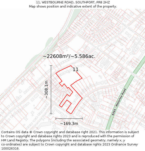 11, WESTBOURNE ROAD, SOUTHPORT, PR8 2HZ: Plot and title map