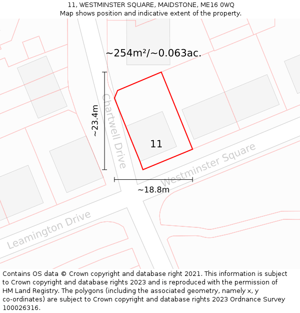 11, WESTMINSTER SQUARE, MAIDSTONE, ME16 0WQ: Plot and title map