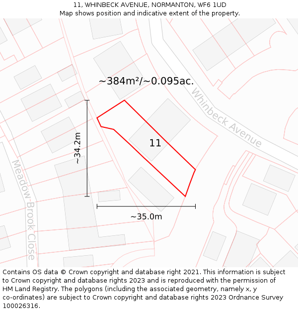 11, WHINBECK AVENUE, NORMANTON, WF6 1UD: Plot and title map