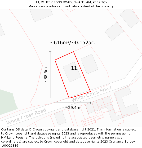 11, WHITE CROSS ROAD, SWAFFHAM, PE37 7QY: Plot and title map