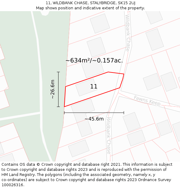 11, WILDBANK CHASE, STALYBRIDGE, SK15 2UJ: Plot and title map