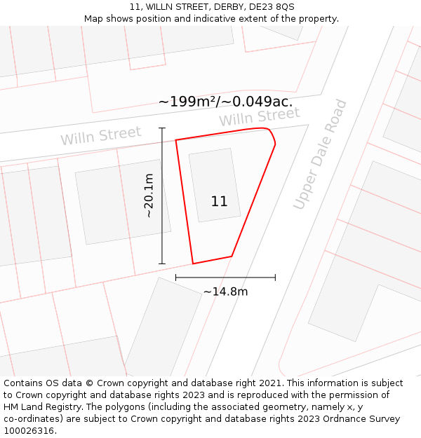 11, WILLN STREET, DERBY, DE23 8QS: Plot and title map