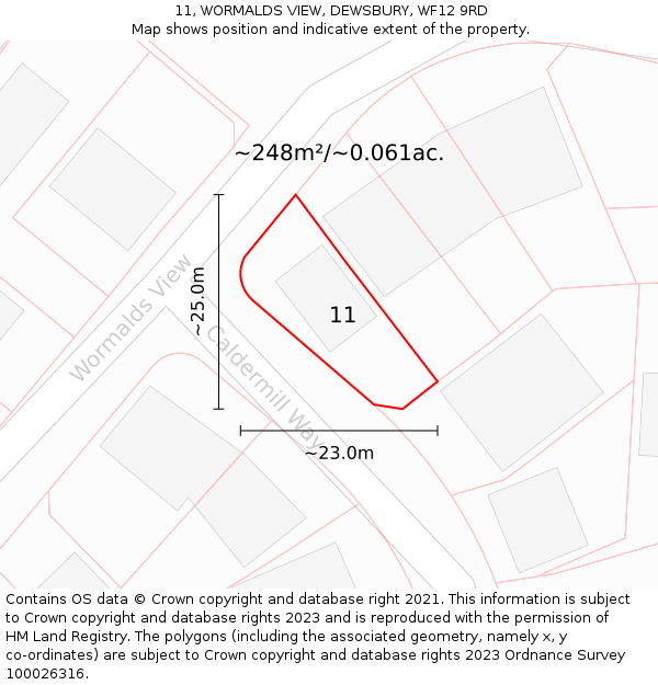 11, WORMALDS VIEW, DEWSBURY, WF12 9RD: Plot and title map