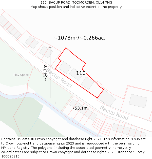 110, BACUP ROAD, TODMORDEN, OL14 7HG: Plot and title map