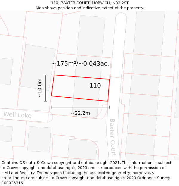 110, BAXTER COURT, NORWICH, NR3 2ST: Plot and title map