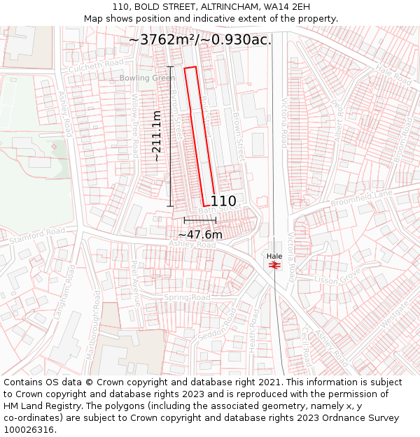110, BOLD STREET, ALTRINCHAM, WA14 2EH: Plot and title map