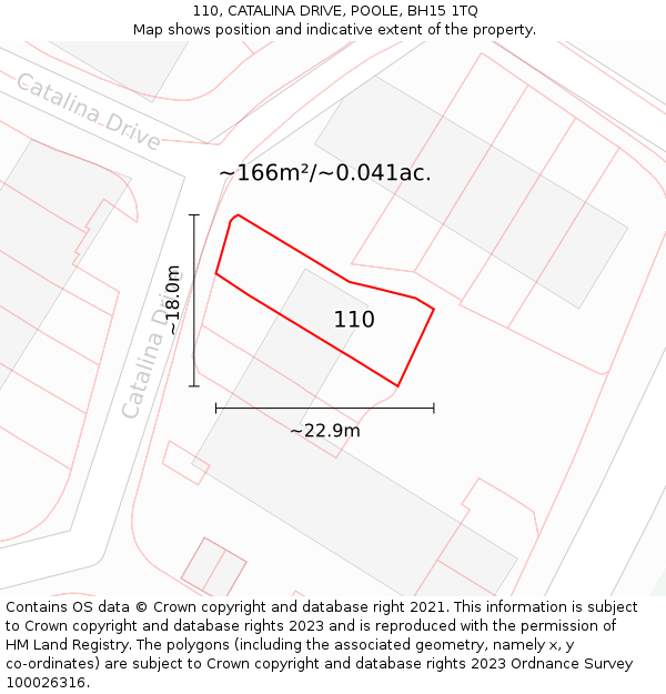 110, CATALINA DRIVE, POOLE, BH15 1TQ: Plot and title map