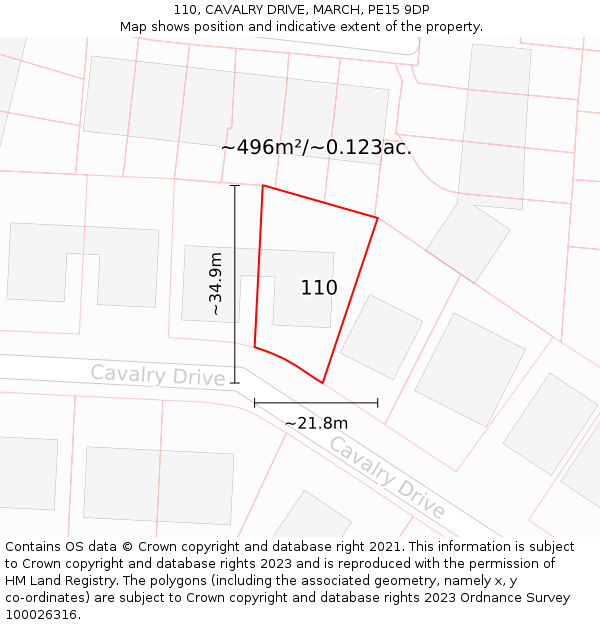 110, CAVALRY DRIVE, MARCH, PE15 9DP: Plot and title map