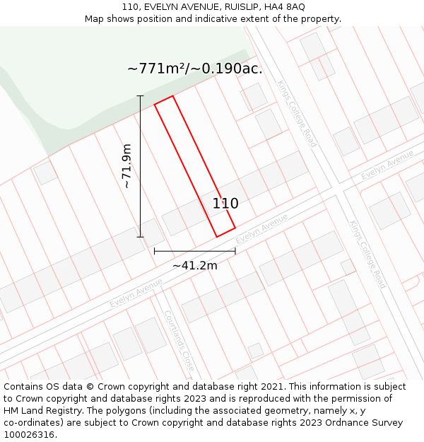 110, EVELYN AVENUE, RUISLIP, HA4 8AQ: Plot and title map