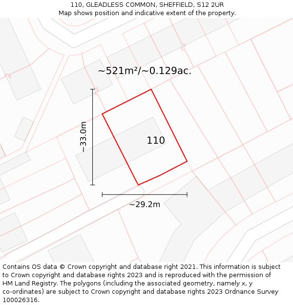 110, GLEADLESS COMMON, SHEFFIELD, S12 2UR: Plot and title map