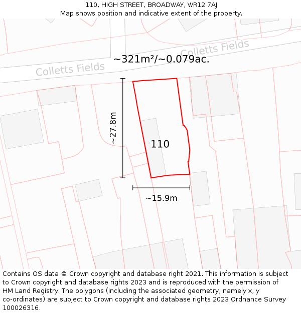 110, HIGH STREET, BROADWAY, WR12 7AJ: Plot and title map