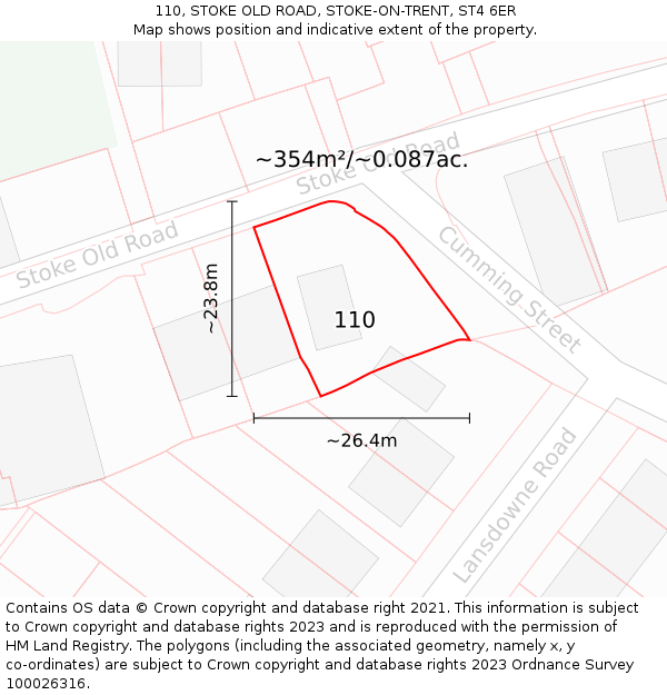 110, STOKE OLD ROAD, STOKE-ON-TRENT, ST4 6ER: Plot and title map