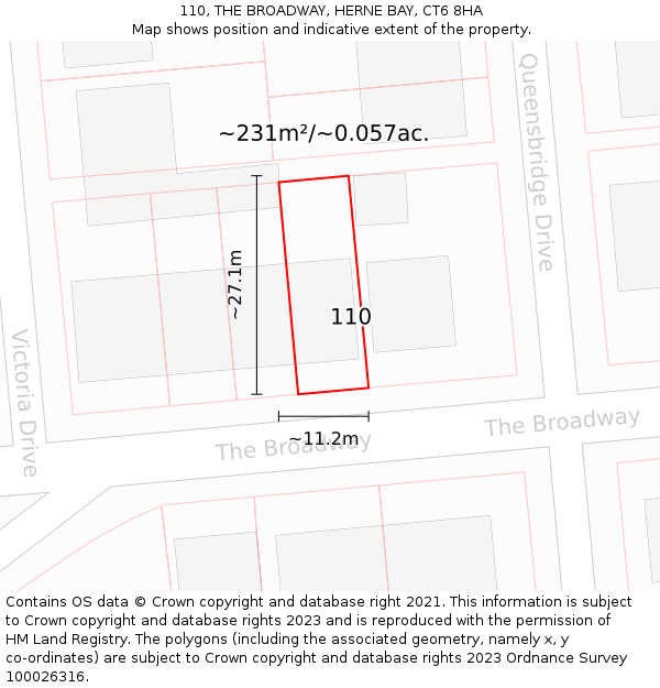 110, THE BROADWAY, HERNE BAY, CT6 8HA: Plot and title map