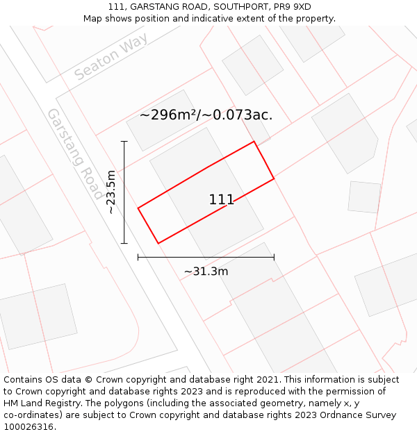 111, GARSTANG ROAD, SOUTHPORT, PR9 9XD: Plot and title map