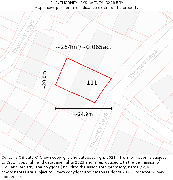 111, THORNEY LEYS, WITNEY, OX28 5BY: Plot and title map
