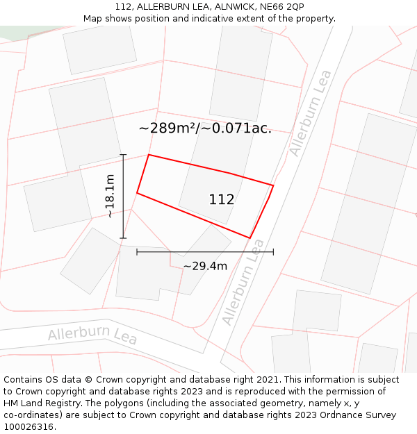 112, ALLERBURN LEA, ALNWICK, NE66 2QP: Plot and title map