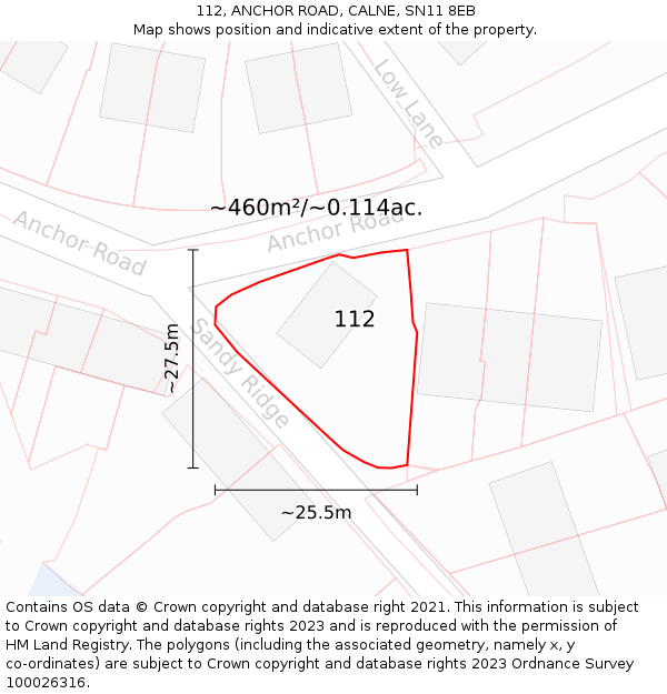 112, ANCHOR ROAD, CALNE, SN11 8EB: Plot and title map