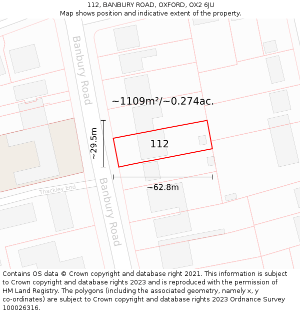 112, BANBURY ROAD, OXFORD, OX2 6JU: Plot and title map