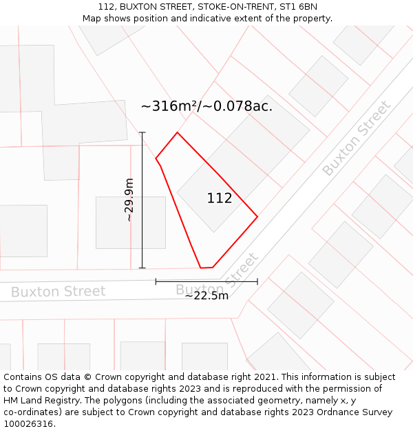 112, BUXTON STREET, STOKE-ON-TRENT, ST1 6BN: Plot and title map