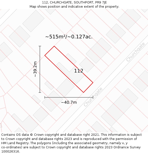 112, CHURCHGATE, SOUTHPORT, PR9 7JE: Plot and title map