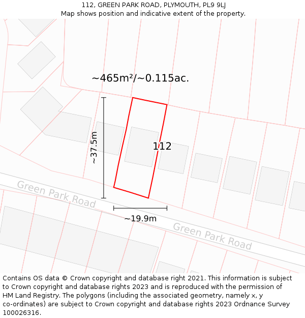 112, GREEN PARK ROAD, PLYMOUTH, PL9 9LJ: Plot and title map