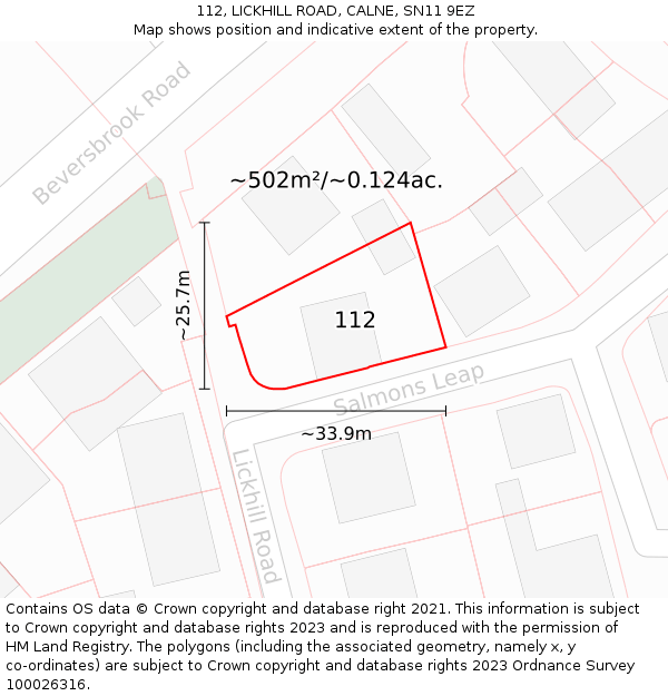 112, LICKHILL ROAD, CALNE, SN11 9EZ: Plot and title map