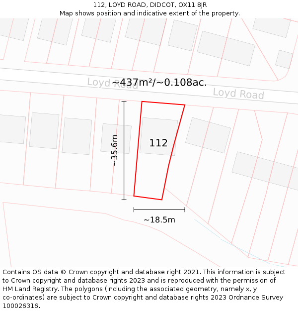 112, LOYD ROAD, DIDCOT, OX11 8JR: Plot and title map