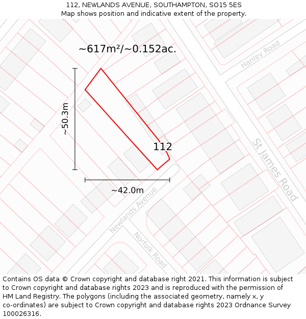 112, NEWLANDS AVENUE, SOUTHAMPTON, SO15 5ES: Plot and title map