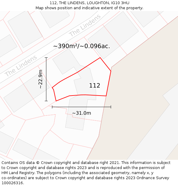 112, THE LINDENS, LOUGHTON, IG10 3HU: Plot and title map