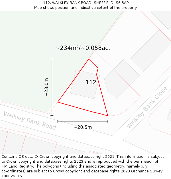 112, WALKLEY BANK ROAD, SHEFFIELD, S6 5AP: Plot and title map