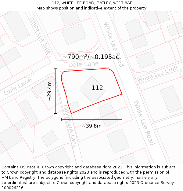 112, WHITE LEE ROAD, BATLEY, WF17 8AF: Plot and title map