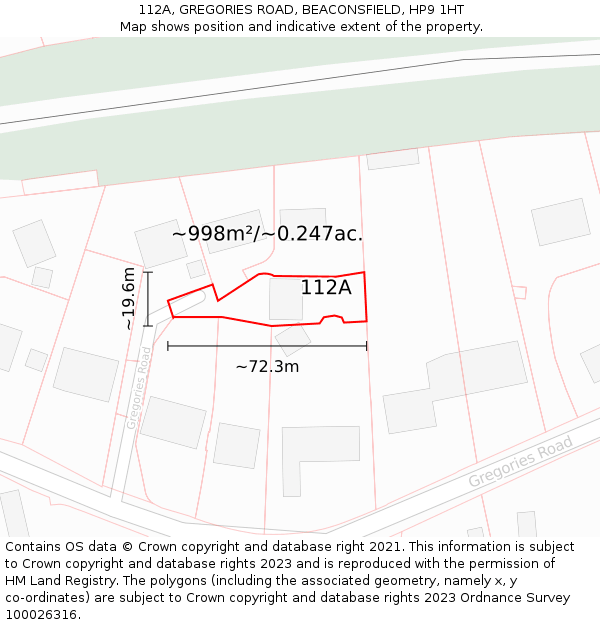 112A, GREGORIES ROAD, BEACONSFIELD, HP9 1HT: Plot and title map