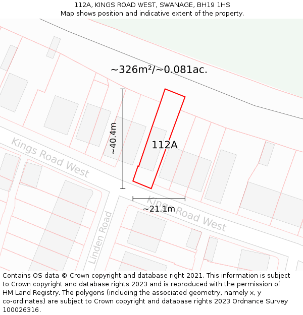 112A, KINGS ROAD WEST, SWANAGE, BH19 1HS: Plot and title map