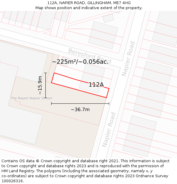 112A, NAPIER ROAD, GILLINGHAM, ME7 4HG: Plot and title map