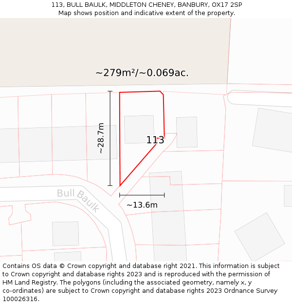 113, BULL BAULK, MIDDLETON CHENEY, BANBURY, OX17 2SP: Plot and title map