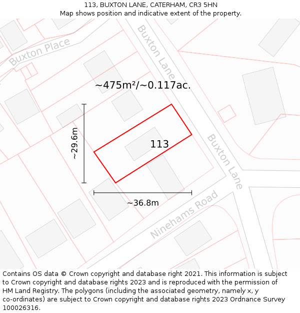 113, BUXTON LANE, CATERHAM, CR3 5HN: Plot and title map