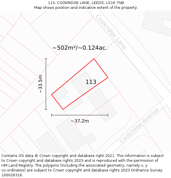113, COOKRIDGE LANE, LEEDS, LS16 7NB: Plot and title map