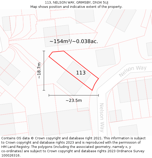 113, NELSON WAY, GRIMSBY, DN34 5UJ: Plot and title map
