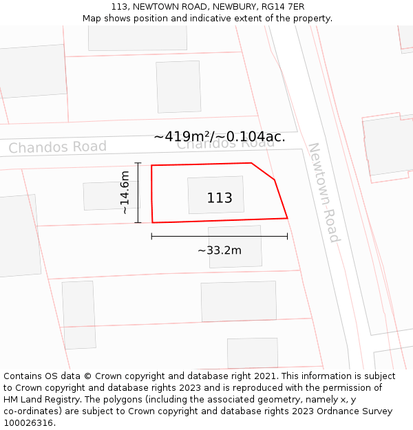 113, NEWTOWN ROAD, NEWBURY, RG14 7ER: Plot and title map