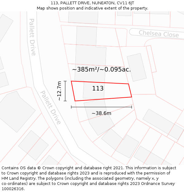 113, PALLETT DRIVE, NUNEATON, CV11 6JT: Plot and title map