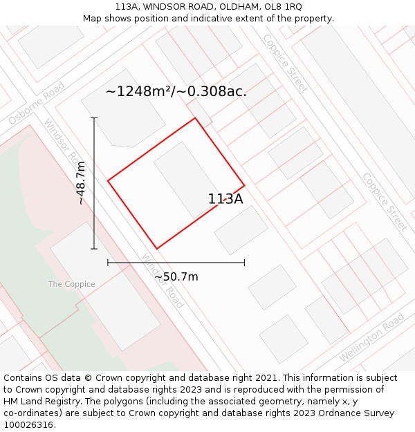 113A, WINDSOR ROAD, OLDHAM, OL8 1RQ: Plot and title map