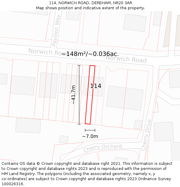 114, NORWICH ROAD, DEREHAM, NR20 3AR: Plot and title map