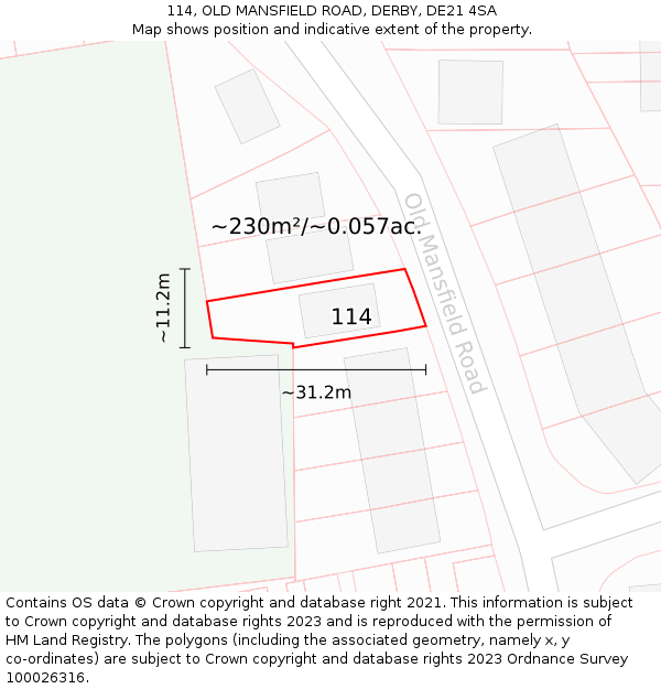 114, OLD MANSFIELD ROAD, DERBY, DE21 4SA: Plot and title map