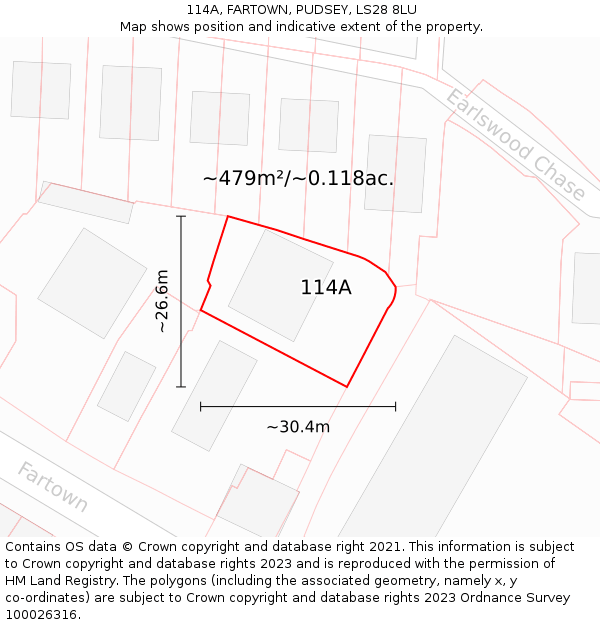 114A, FARTOWN, PUDSEY, LS28 8LU: Plot and title map