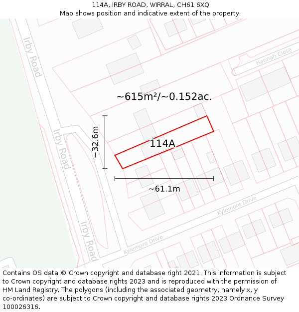 114A, IRBY ROAD, WIRRAL, CH61 6XQ: Plot and title map