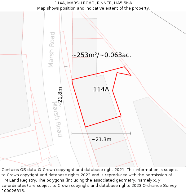 114A, MARSH ROAD, PINNER, HA5 5NA: Plot and title map